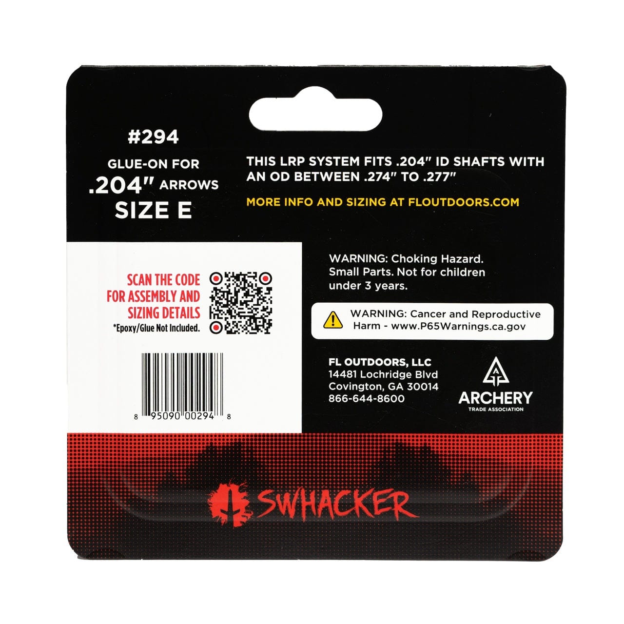 Swhacker LRP Broadhead Terminal Collar Size E 3-Pack Retail Package Back
