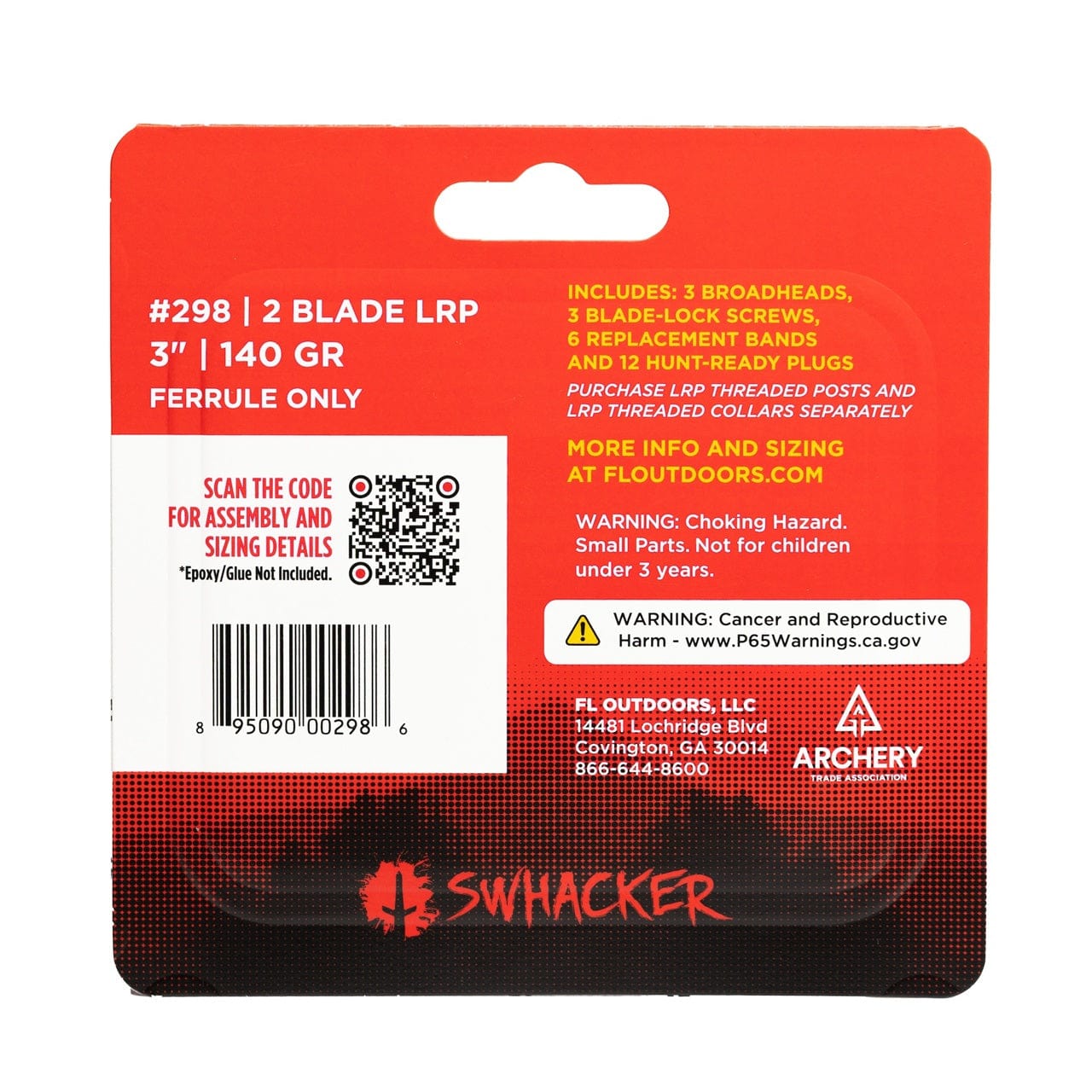 #298 Swhacker 140 Grain 3-inch Cut LRP - Ferrule Only