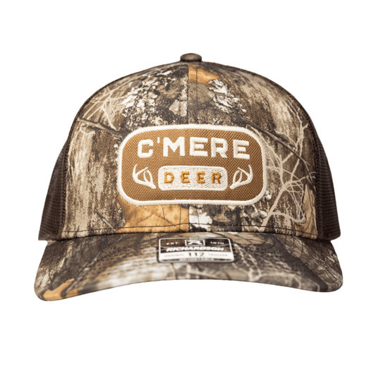 Camo Brown Deer Hunting Hat – Lightweight, Adjustable, 6 Panel Mesh Back Cap