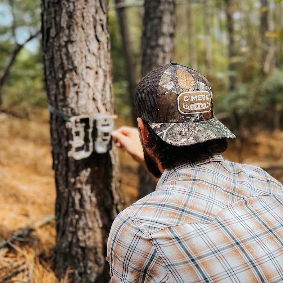 Camo Brown Deer Hunting Hat – Lightweight, Adjustable, 6 Panel Mesh Back Cap